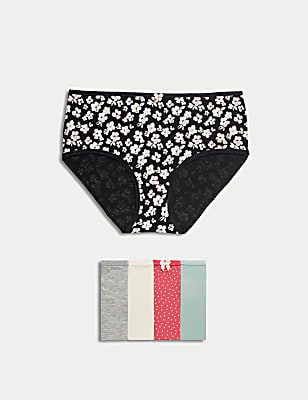 5pk Cotton Lycra™ Printed High Rise Shorts