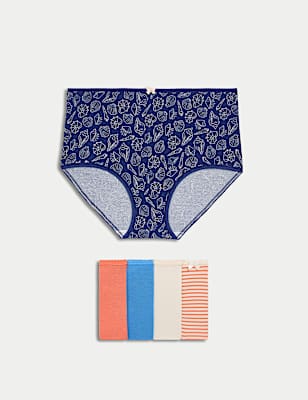 5pk Cotton Lycra™ Printed Full Briefs