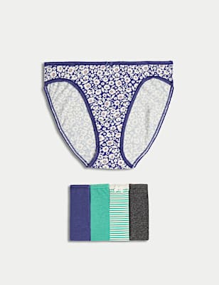 5pk Cotton Lycra™ High Leg Knickers