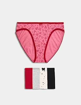 5pk Cotton Lycra™ High Leg Knickers