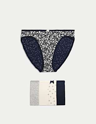5pk Cotton Lycra™ High Leg Knickers