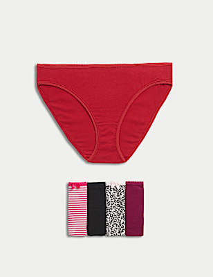 5pk Cotton Lycra&trade; Printed Bikini Knickers
