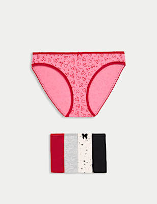 5pk Cotton Lycra™ Printed Bikini Knickers