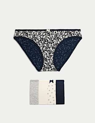 5pk Cotton Lycra&trade; Printed Bikini Knickers