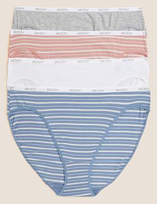 4pk Cotton Rich High Leg Knickers