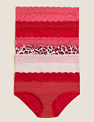 5pk Cotton Rich & Lace Midi Knickers