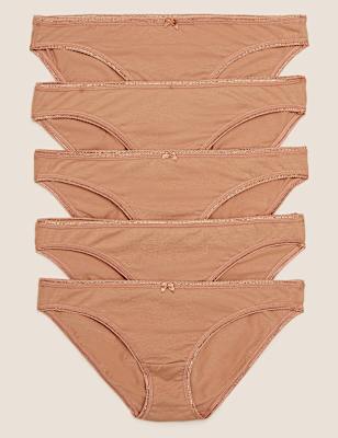 5pk Cotton Rich Low Rise Bikini Knickers