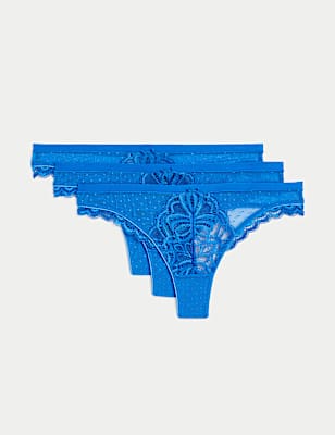 3pk Amelia Lace Thongs