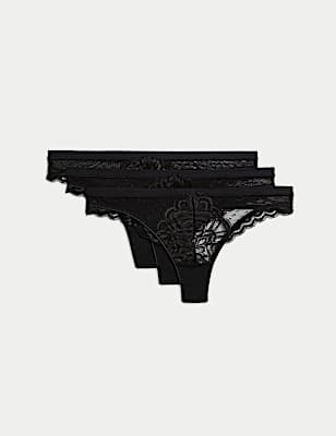 3pk Amelia Lace Thongs