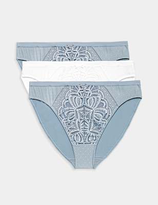 3 Pack Amelia Lace High Leg Knickers