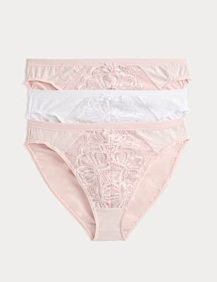 3pk Amelia Lace High Leg Knickers