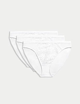 3pk Amelia Lace High Leg Knickers
