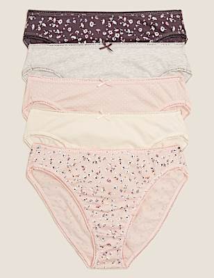5pk Cotton Lycra® High Leg Knickers