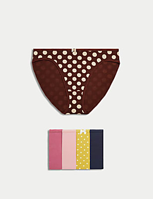 5pk Cotton Lycra® High Leg Knickers