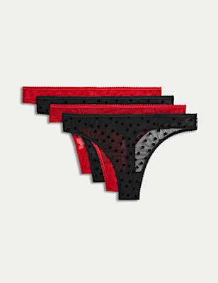 4pk Printed Thongs