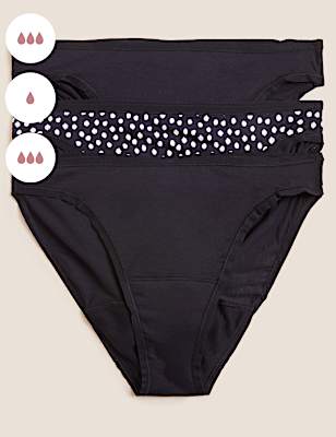 3pk Mixed Absorbency Period High Leg Knickers