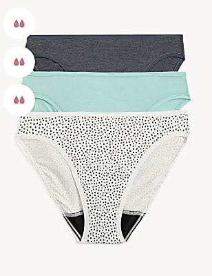 3pk Moderate Absorbency Period High Leg Knickers