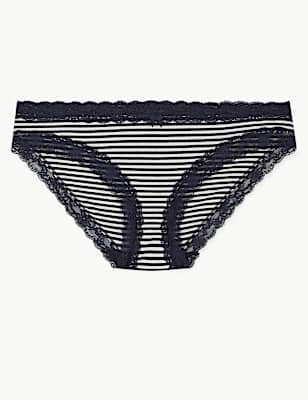 Cotton Blend Lace Bikini Knickers