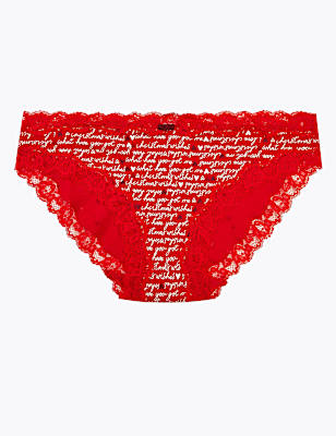 Cotton & Lace Christmas Print Bikini Knickers