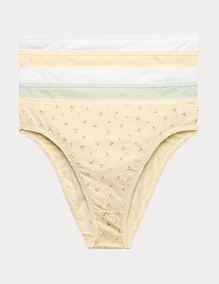 5pk Pure Cotton High Leg Knickers