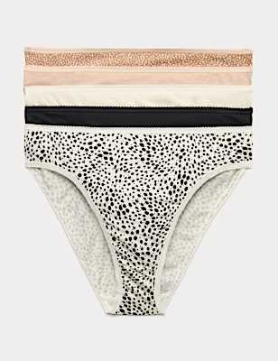 5pk Pure Cotton High Leg Knickers