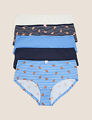 5pk Cotton Lycra Dog Print Low Rise Short