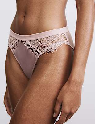 Saffron Satin & Lace High Leg Knickers