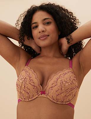 Lace Underwired Plunge Bra A-E