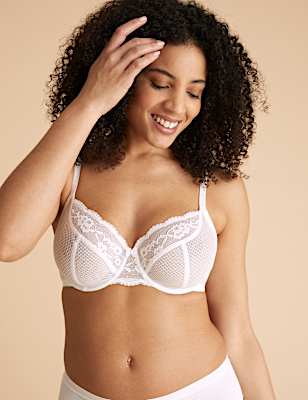 Lace Trim Underwired Balcony Bra A-E