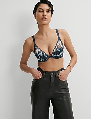Tivoli Mesh Printed Wired Plunge Bra
