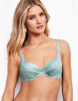 Lace Wired Full Cup Bra With Silk A-E