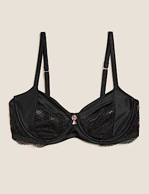 Silk & Lace Trim Non-Padded Balcony Bra