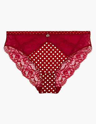 Silk & Lace Spot High Leg Knickers