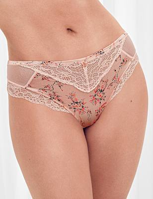 Silk Ditsy Rose High Waisted Brazilian Knickers