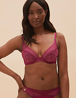 Nouveau Embroidered Wired Plunge Bra A-E