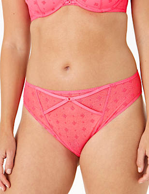 Embroidered Mesh High Leg Knickers