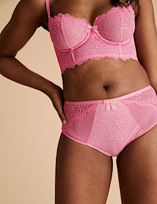 Eyelash Lace High Waist Brazilian Knickers