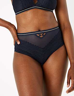 Mosaic Lace High Waisted Brazilian Knickers