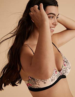 Floral Tattoo Embroidered Bralette