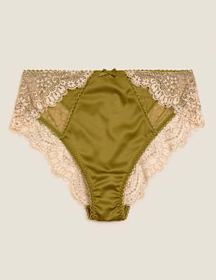 Satin & Lace High Waisted Brazilian Knickers