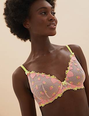 Strawberry Embroidered Plunge Bra