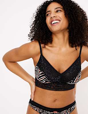 Zebra Print Lace Trim Bralette