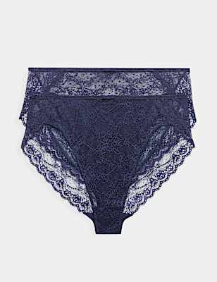 2 Pack Ida Lace High Waisted High Leg Knickers