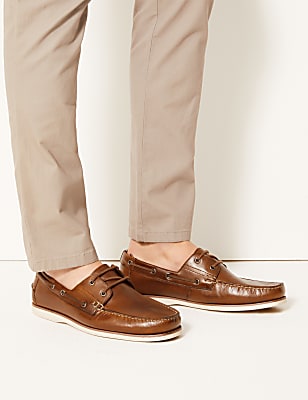 Leather Lace-up Boat Shoes