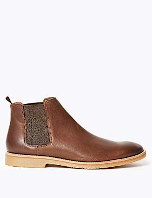 Leather Crepe Sole Chelsea Boots