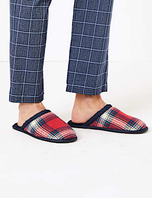 Checked Mule Slippers