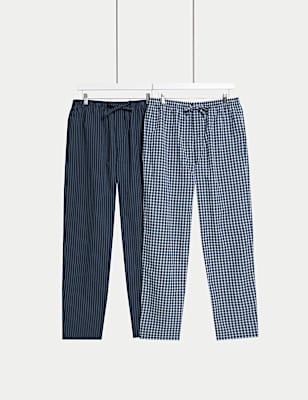 2pk Pure Cotton Pyjama Bottoms