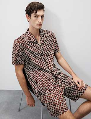 Cotton Rich Geometric Print Pyjama Top