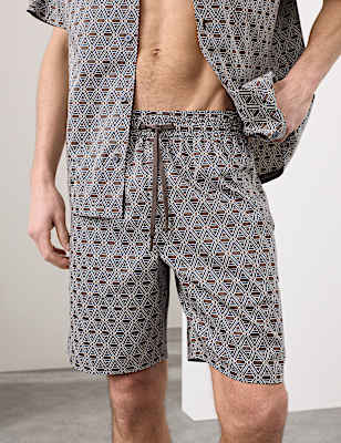 Cotton Rich Printed Pyjama Shorts