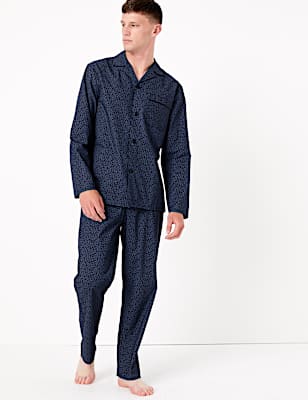 Cotton Blend Leaf Print Pyjama Set